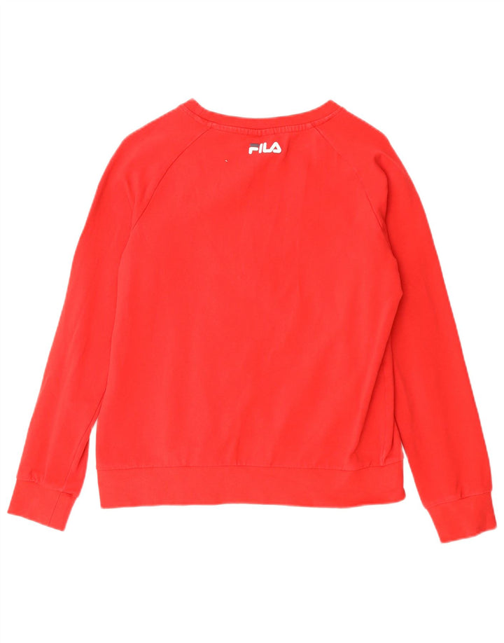 Fila Dame Grafisk Sweatshirt Jumper UK 10 Lille Rød Bomuld