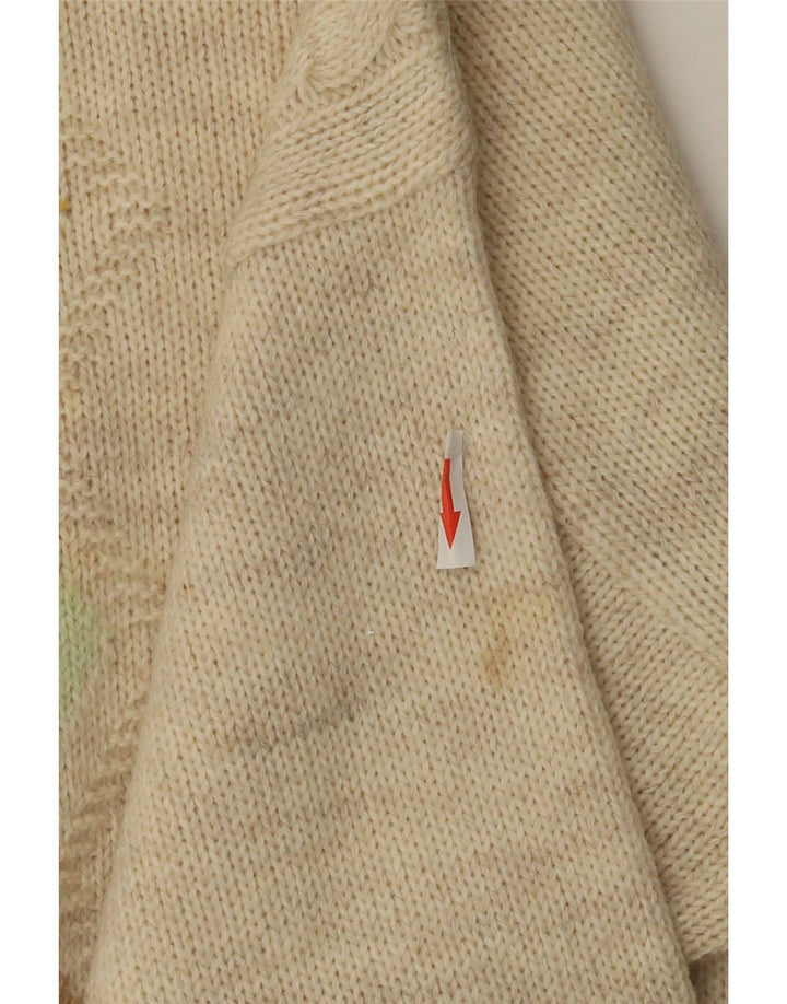 VINTAGE Herre Crew Neck sweater Medium Beige Argyle/Diamond