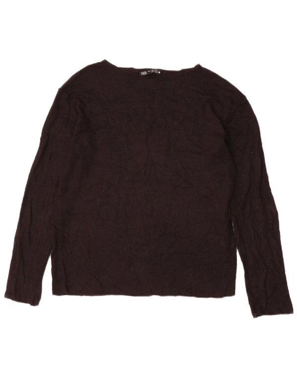 Zara Dame Boat Neck Jumper Sweater UK 10 Small Black Viscose