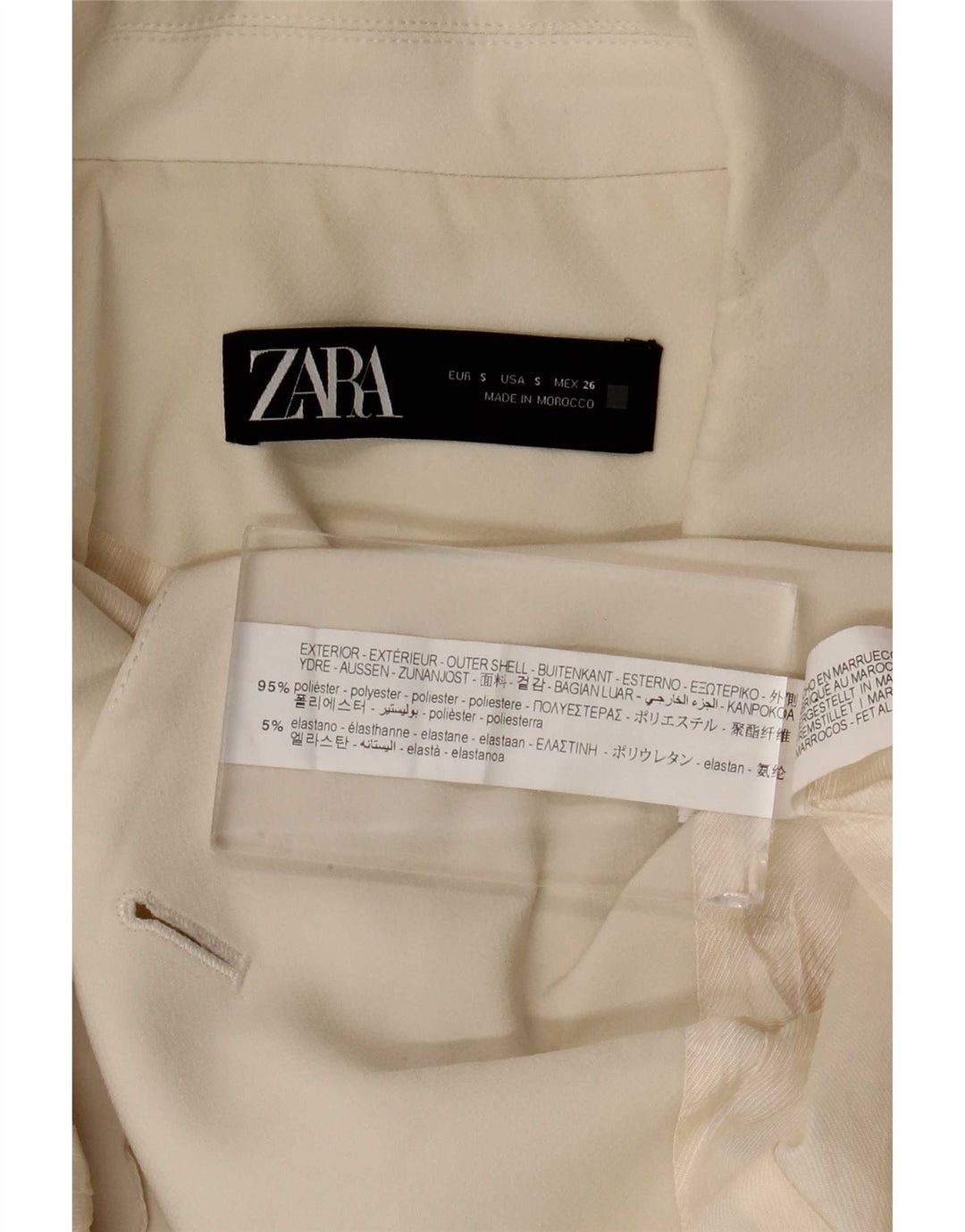Zara Womens Longline Waistcoat UK 10 Small Off White Polyester