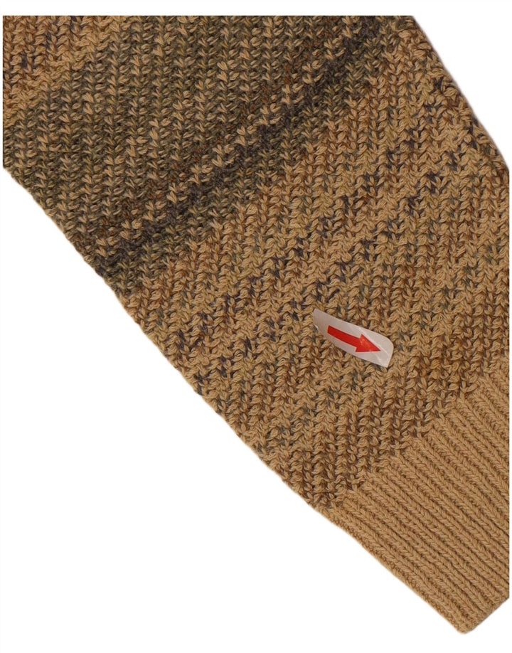 Vintage Herre V-hals sweater Medium Beige Stribet