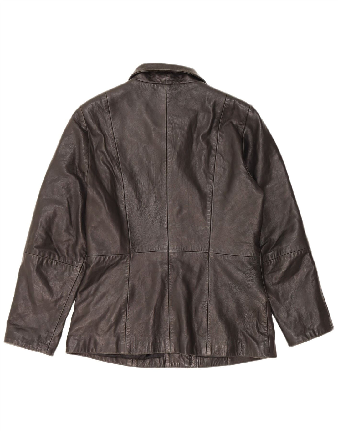 MAURITIUS dame 3-knaps læder blazerjakke UK 18 XL sort læder