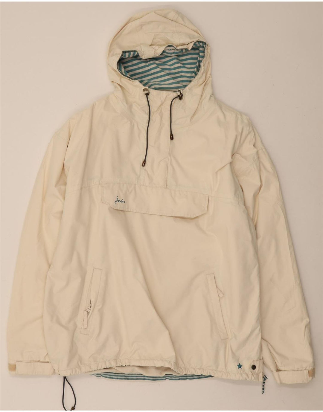 Joules Dame Hætte Oversized Anorak Jacket UK 16 Large White Polyester