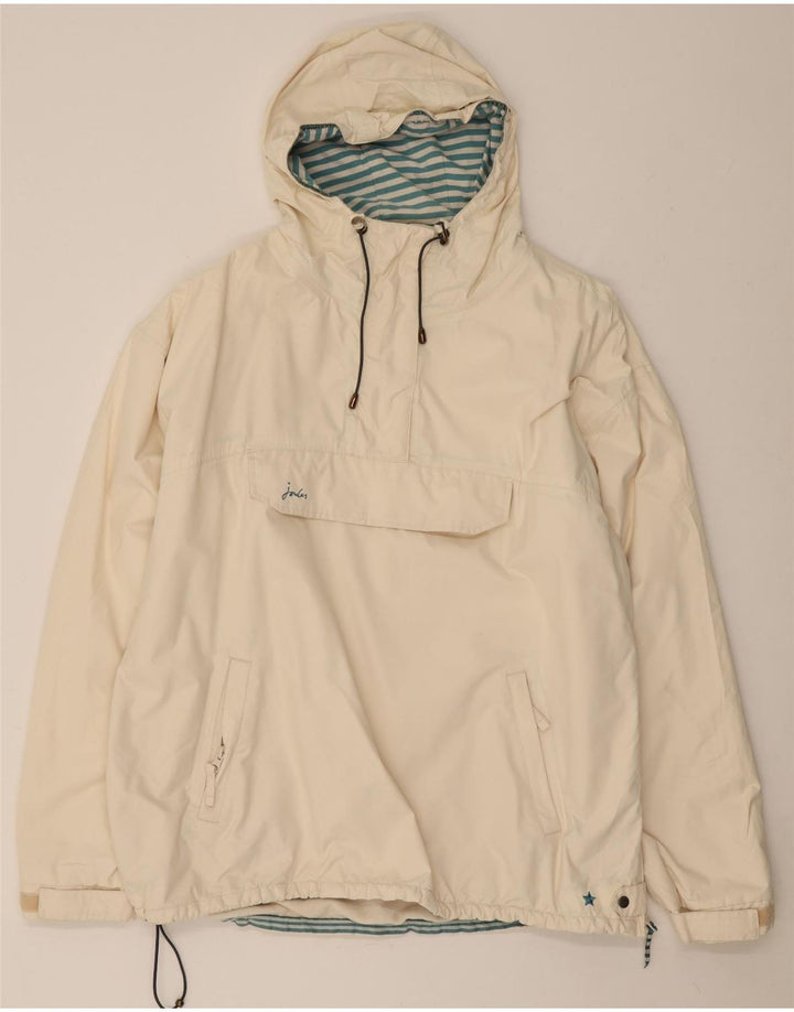 Joules Dame Hætte Oversized Anorak Jacket UK 16 Large White Polyester