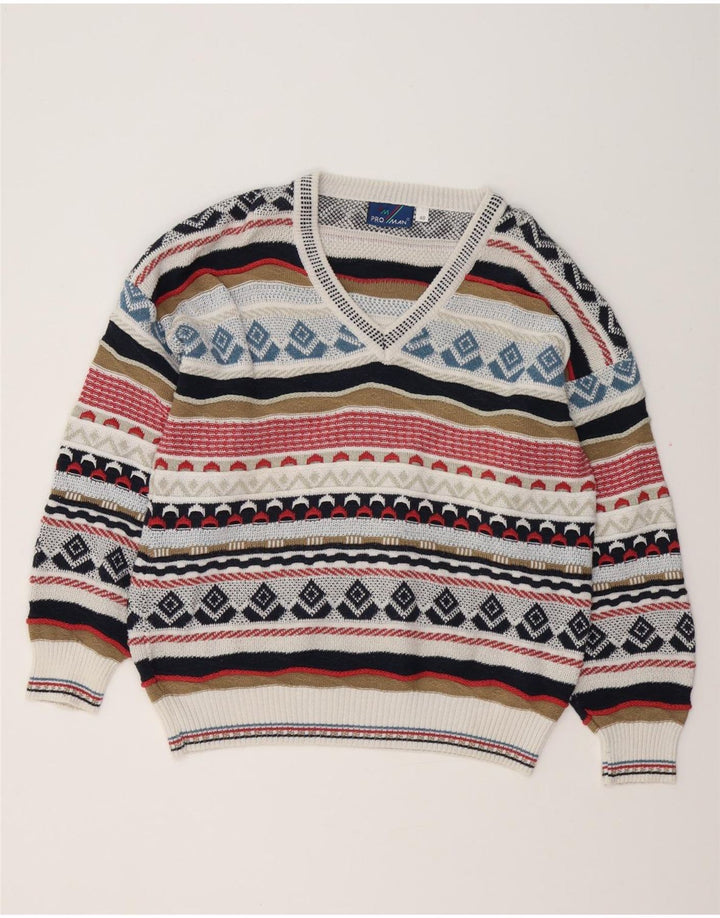 VINTAGE Herre V-hals sweater IT 48 Medium Flerfarvet Fair Isle
