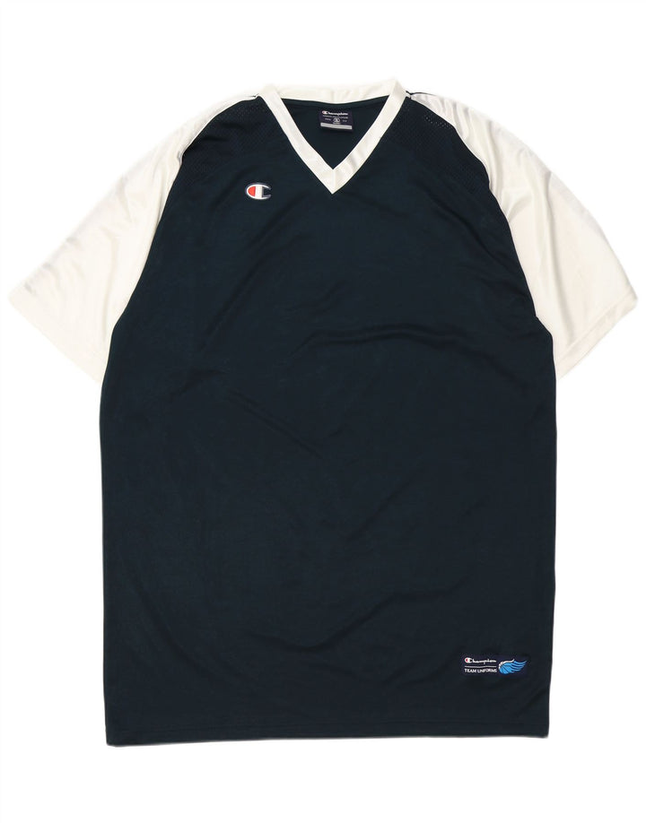 Champion Herre T-Shirt Top XL Marineblå Colourblock Polyester