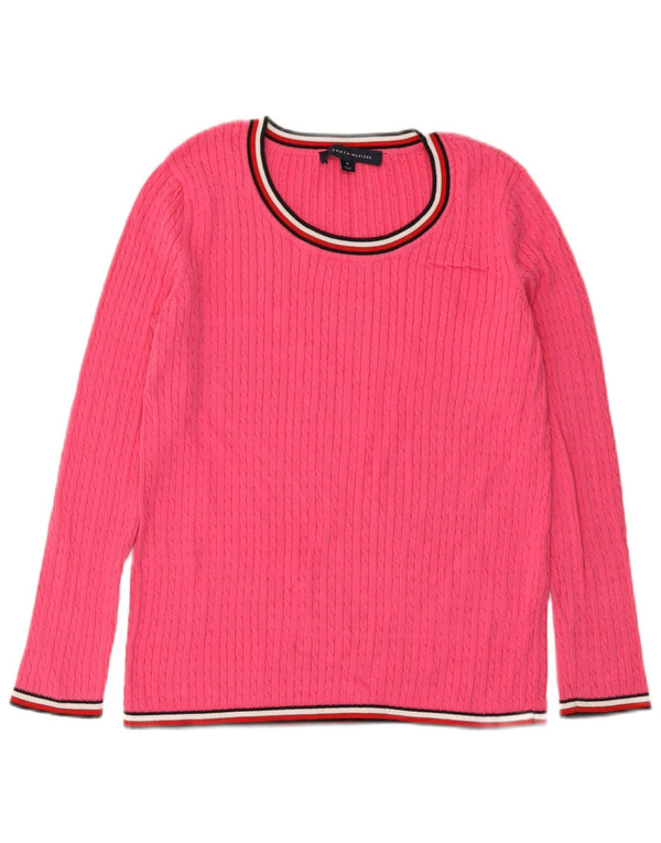 Tommy Hilfiger Dame Boat Neck Jumper Sweater UK 14 Medium Pink Bomuld