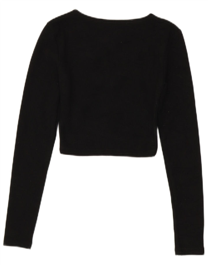 Zara Dame Crop Top Langærmet UK 8 Lille Sort