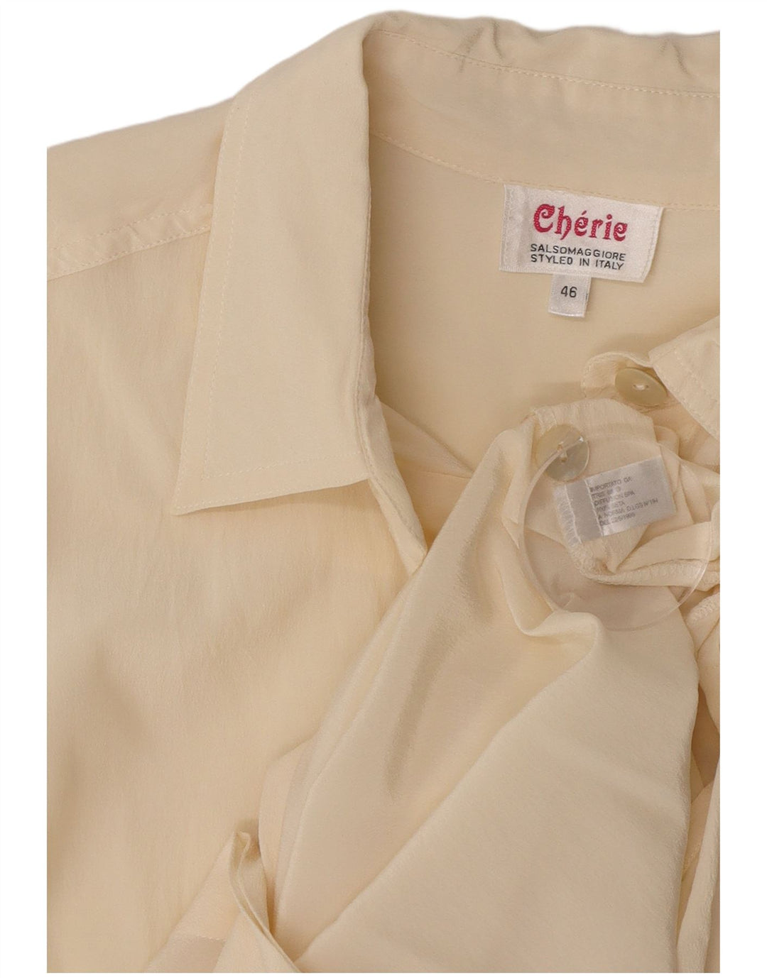 cherie Dame Kortærmet Skjorte Bluse IT 46 Stor Beige Silke
