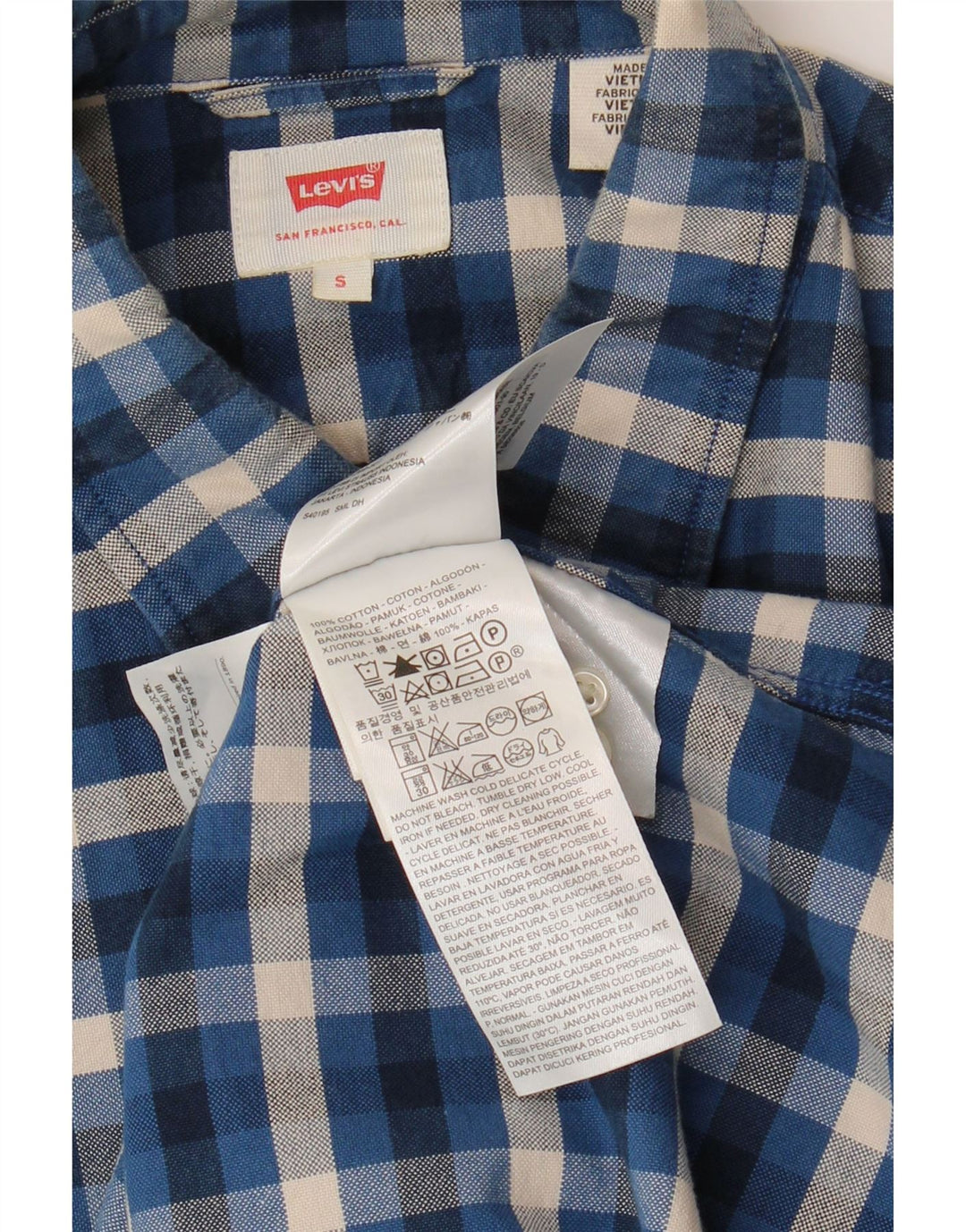 Levi's herreskjorte lille blå ternet bomuld