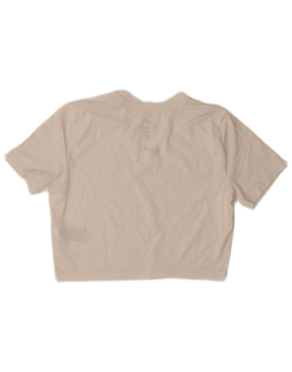 Nike Dame Crop Slim Fit Grafisk T-Shirt Top UK 14 Stor hvid polyester