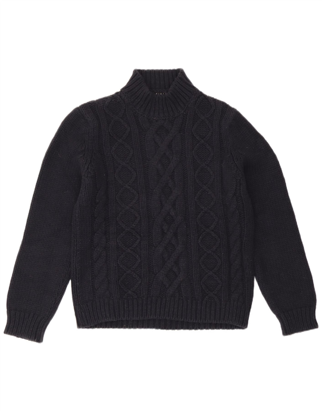 Sisley Dame Turtle Neck Jumper Sweater UK 14 Medium Navy Blue Wool