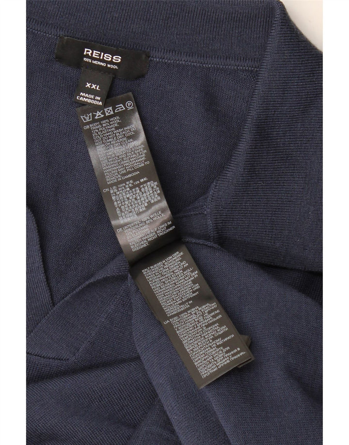REISS Kortærmet Polo-hals sweater til mænd 2XL marineblå uld