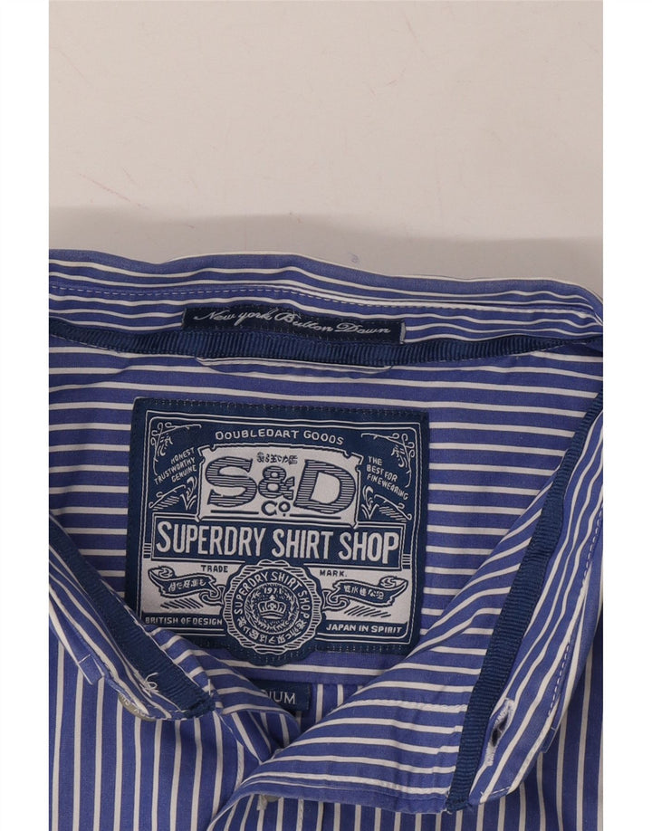 SUPERDRY Mens Shirt Medium Blue Pinstripe Cotton Vintage Superdry and Second-Hand Superdry from Messina Hembry 