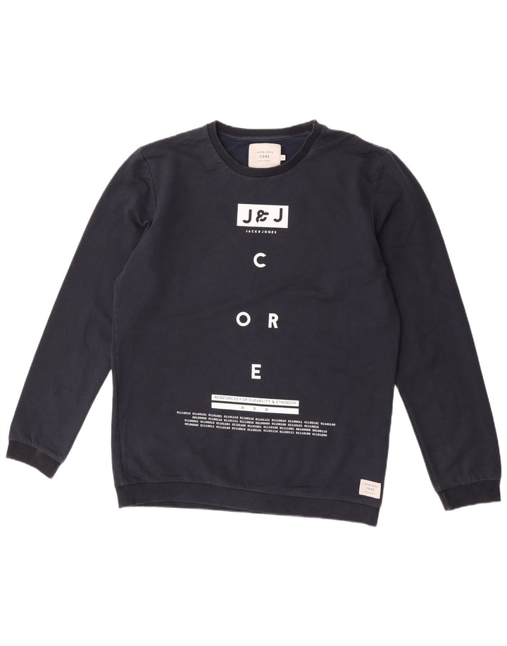 Jack & Jones grafisk sweatshirt til mænd, stor marineblå bomuld