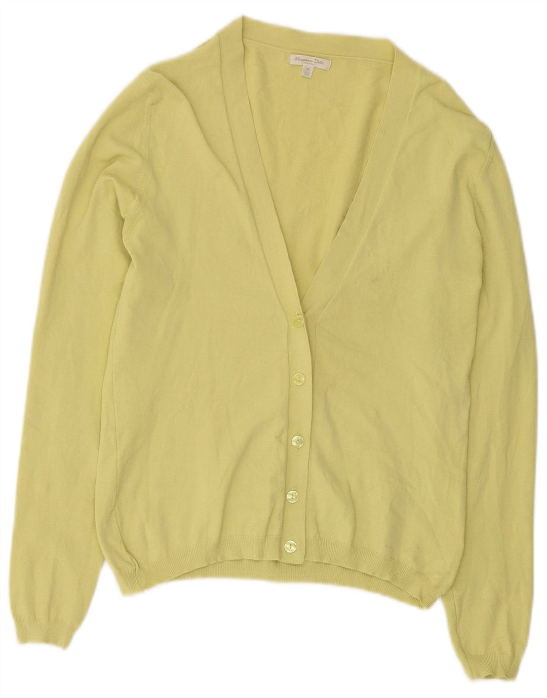 Massimo Dutti Dame Cardigan Sweater UK 12 Medium Yellow Viscose