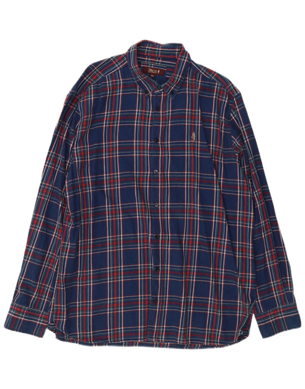 MARLBORO CLASSICS Flanelskjorte til mænd 3XL Navyblå Plaid Bomuld