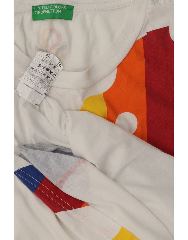 Benetton Boys Grafisk T-Shirt Top 15-16 år Medium Hvid Bomuld