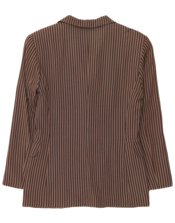 Via Dei Ciclamini Womens 3 Button Blazer Jacket UK 10 Small Brown Striped