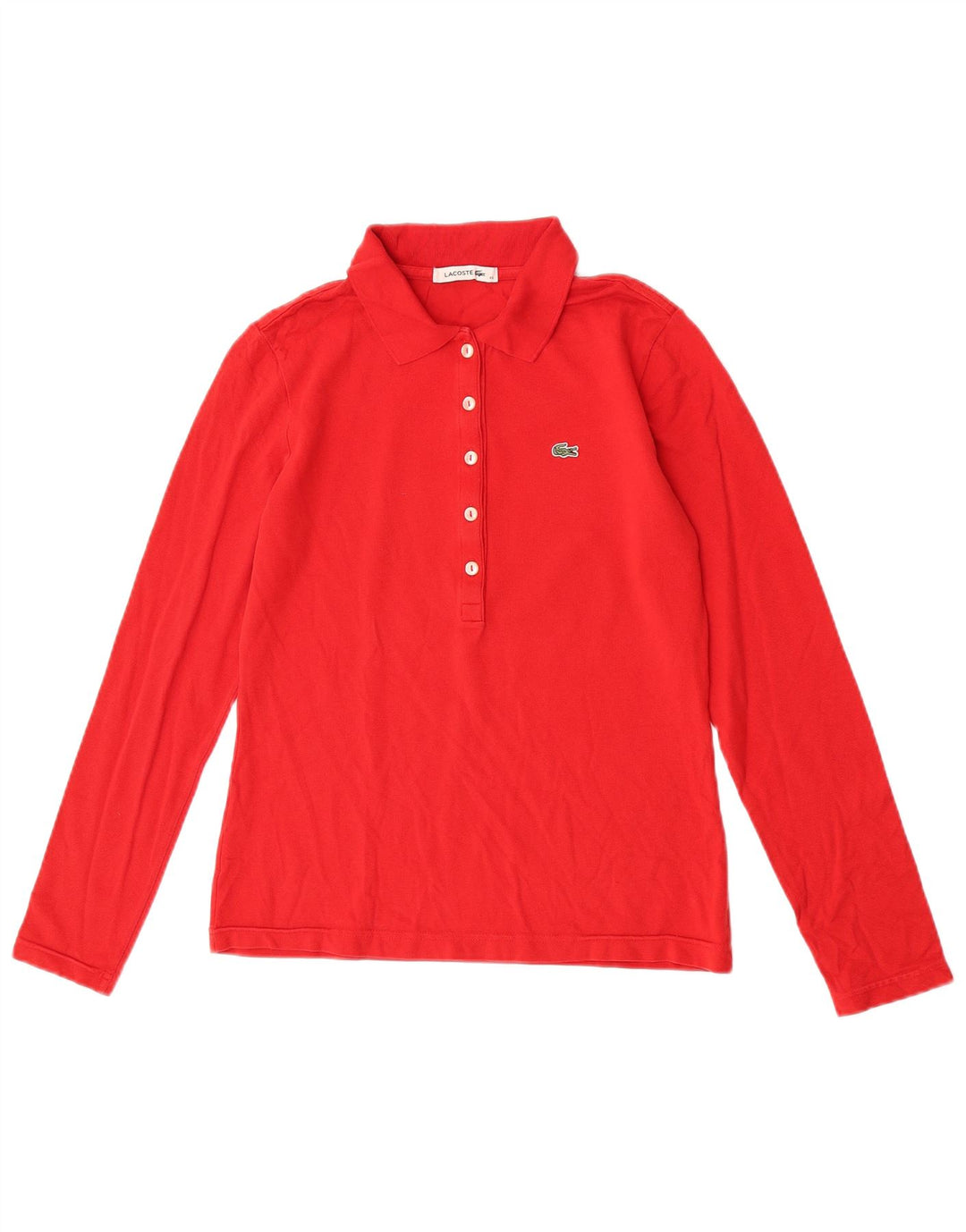 Lacoste langærmet poloshirt til kvinder størrelse 40 Medium rød bomuld