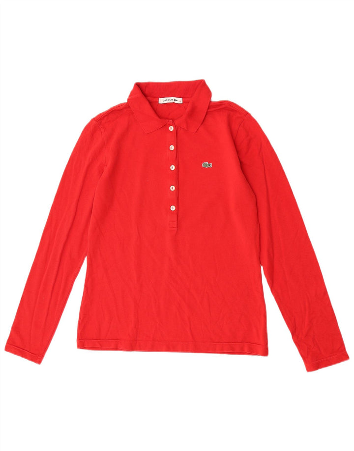 Lacoste langærmet poloshirt til kvinder størrelse 40 Medium rød bomuld