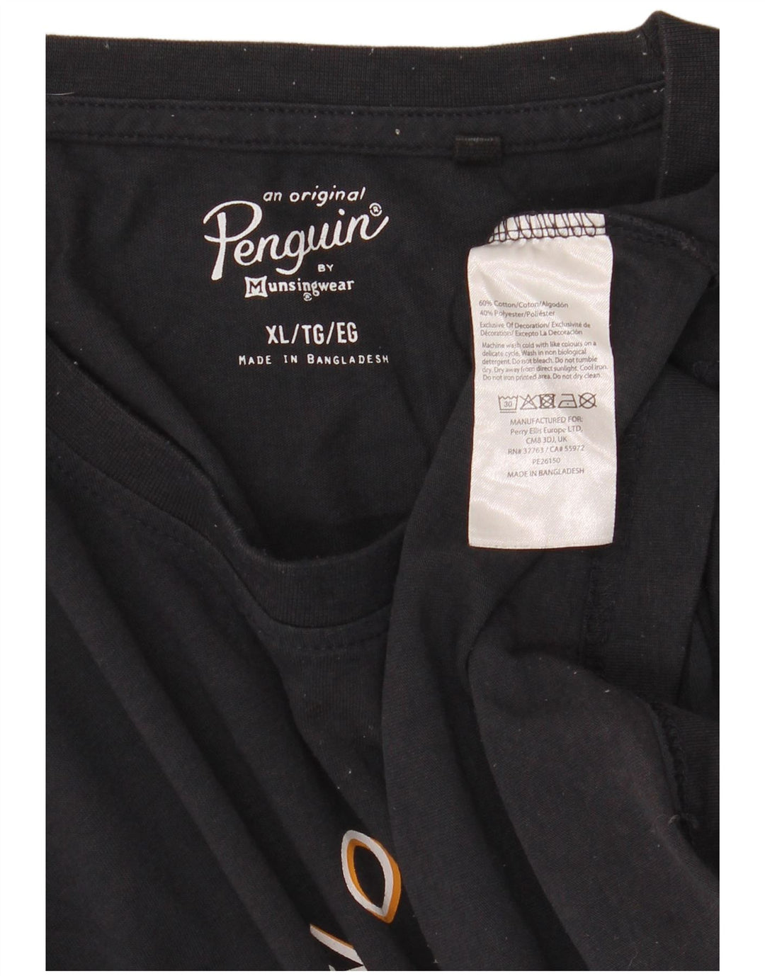 Penguin Herre Grafisk T-Shirt Top XL Sort Bomuld