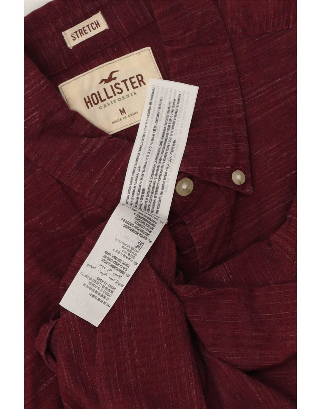 Hollister Stretch-skjorte til mænd Medium Burgundy Flecked Bomuld
