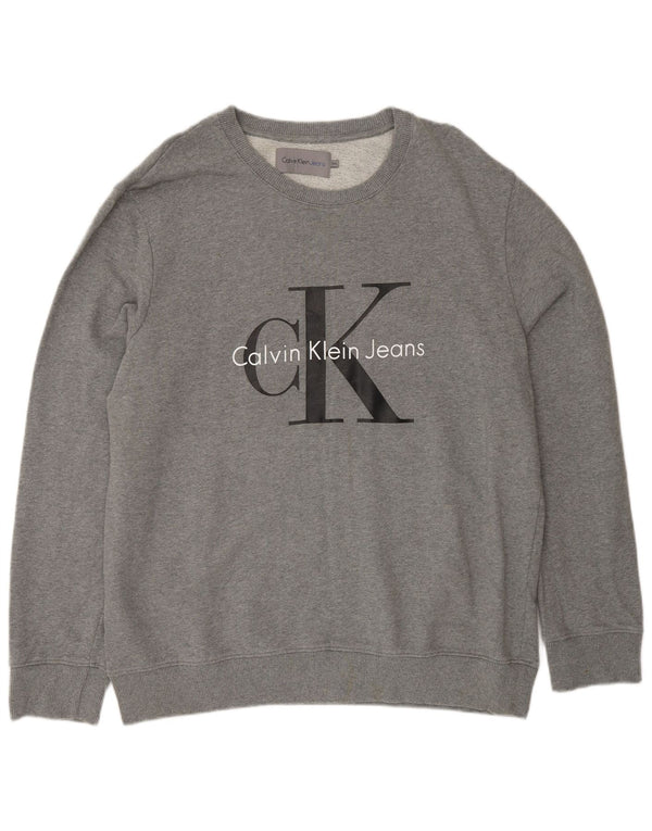 CALVIN KLEIN JEANS Grafisk sweatshirt til mænd 2XL Grå bomuld