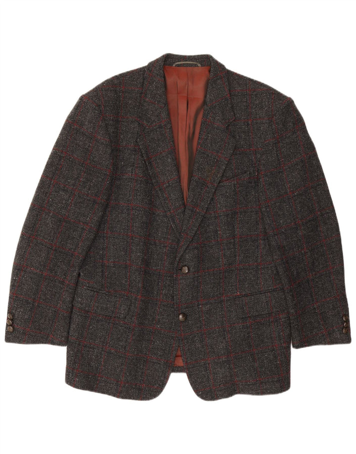 Scirocco Herre Harris Tweed 2 Button Blazer Jacket UK 40 Large Grey Check