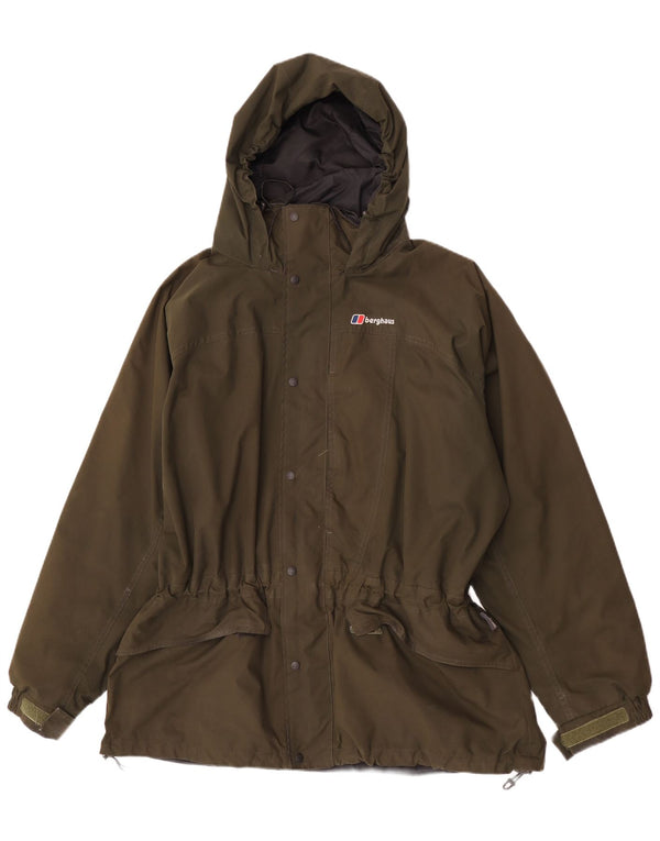 Berghaus Regnjakke med hætte til mænd UK 42 XL Khaki Nylon