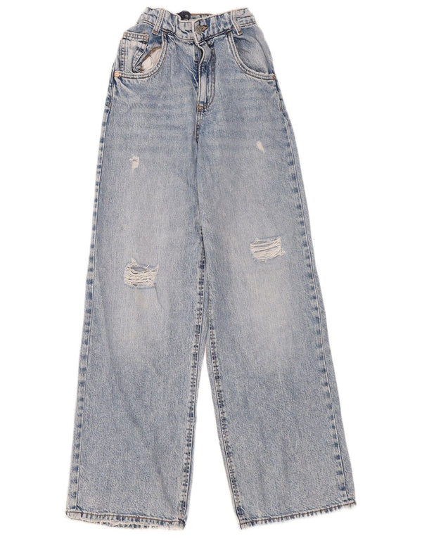 Zara piger nødlidende højtaljede jeans med brede ben 13-14 år W22 L30 Blå
