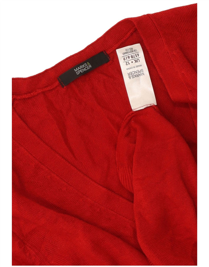 MARKS & SPENCER Dame cardigan sweater UK 12 Medium Rød Akryl