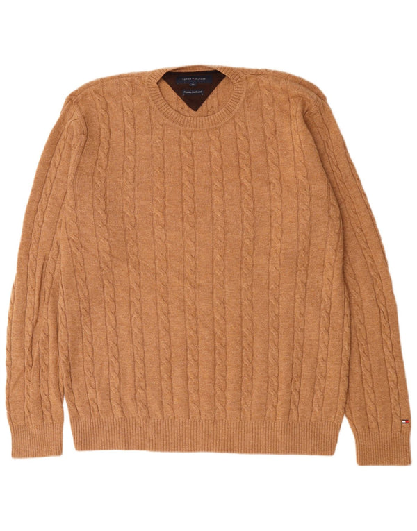 Tommy Hilfiger Herre Crew Neck Jumper Sweater XL Brun lammeuld