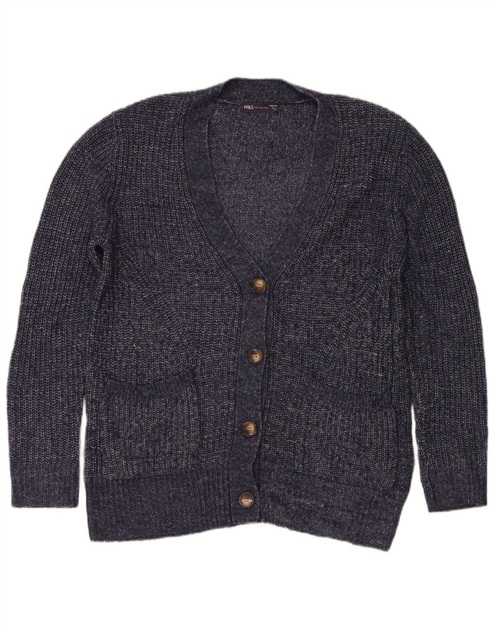 Marks & Spencer Dame Cardigan Sweater UK 14 Medium Navy Blue Flecked