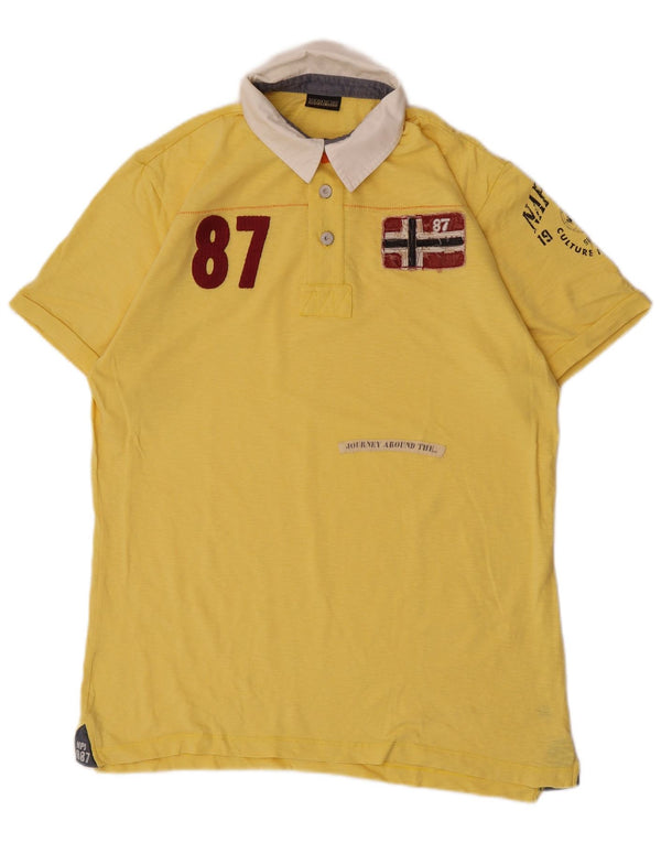 Napapijri Herre Grafisk Rugby Polo Shirt XL Gul Colourblock