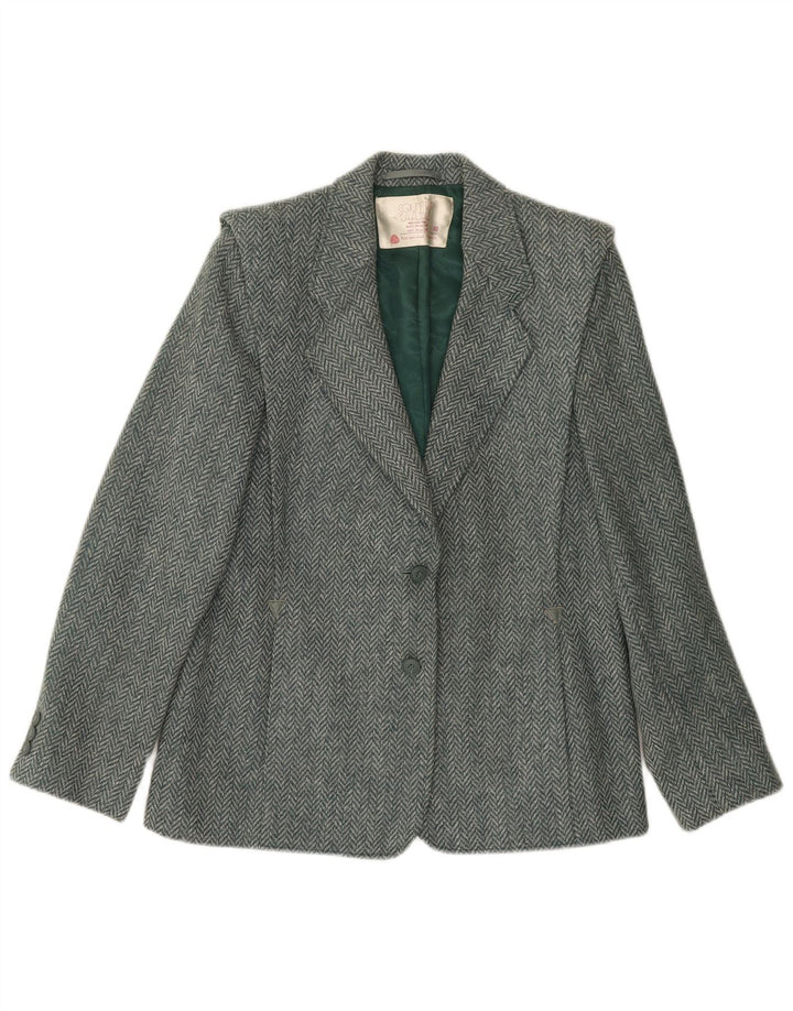 COUNTRY CASUAL Womens 2 Button Blazer Jacket UK 10 Small Green Herringbone
