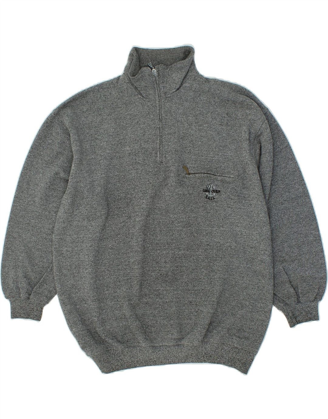 VINTAGE Mens Zip Neck Jumper Sweater XL Grey Cotton Vintage Vintage and Second-Hand Vintage from Messina Hembry 