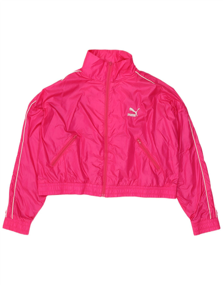PUMA Womens Crop Oversized træningsdragt topjakke UK 14 Medium Pink Nylon