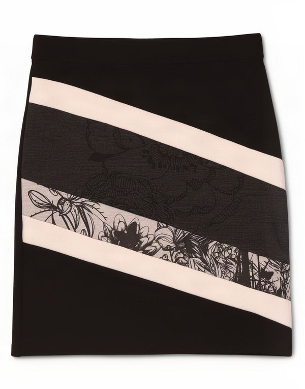 Desigual Dame Mini-nederdel Medium W28 Sort Floral Viscose