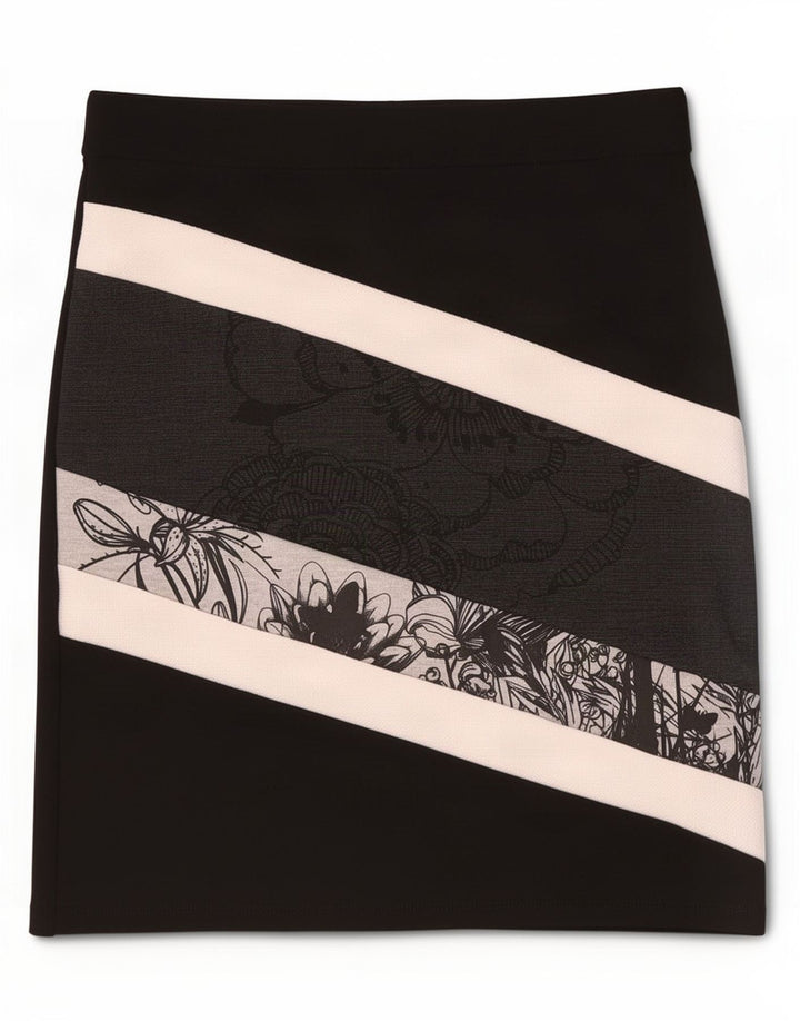 Desigual Dame Mini-nederdel Medium W28 Sort Floral Viscose