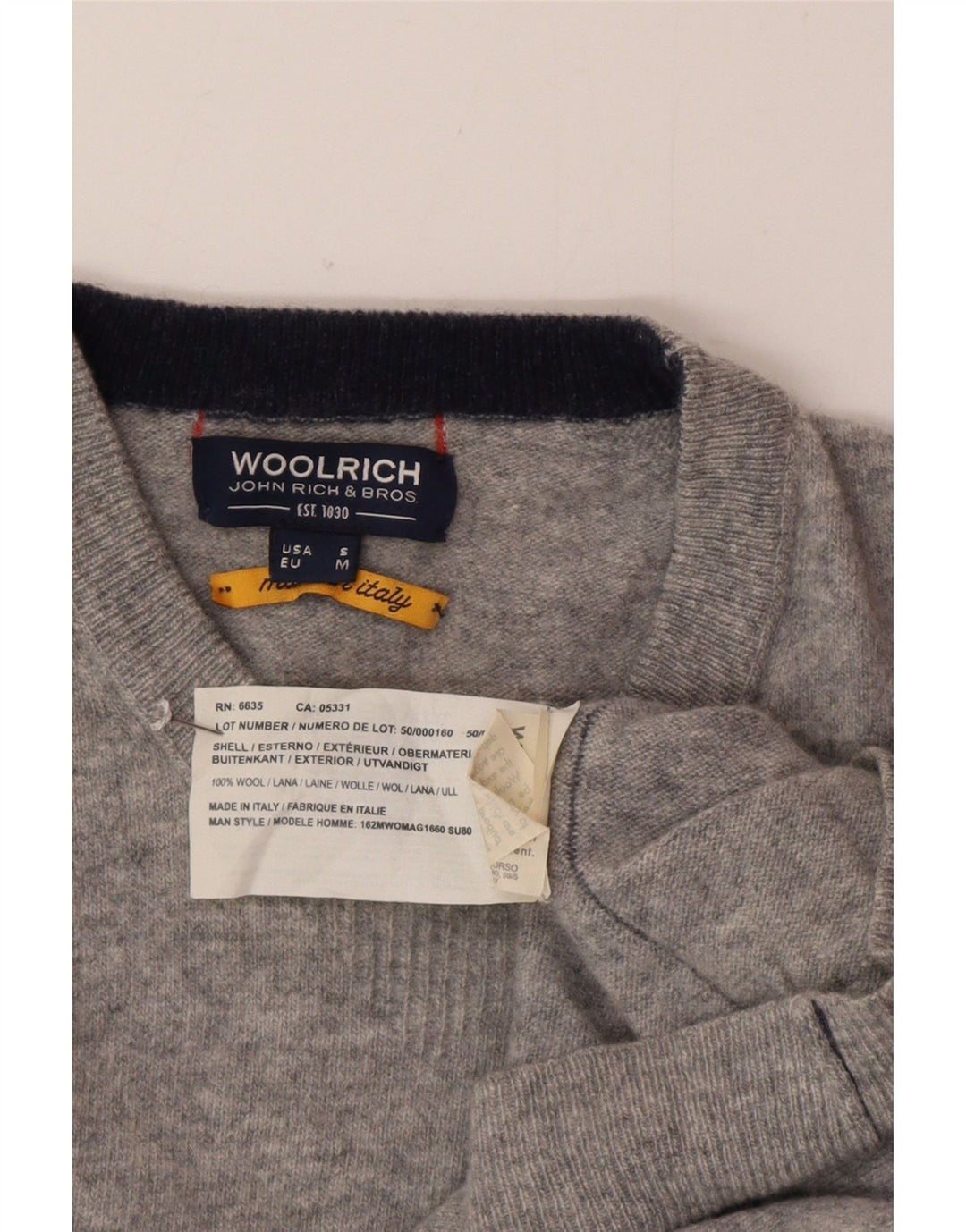 Woolrich Herre trøje med rund hals, lille grå uld