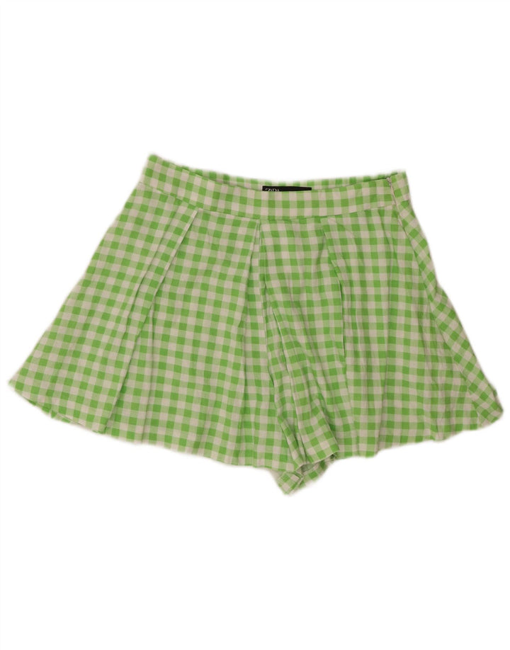Zara Womens Pegged Casual Shorts Medium W28 Grøn Gingham