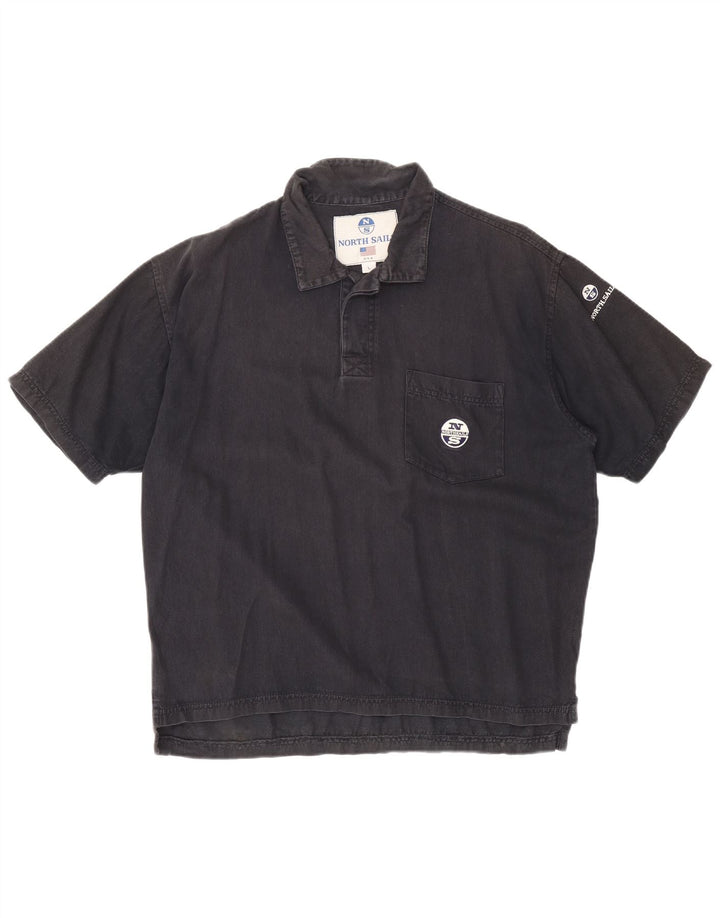 NORTH SAILS Mens Short Sleeve Pullover Denim Shirt Large Black