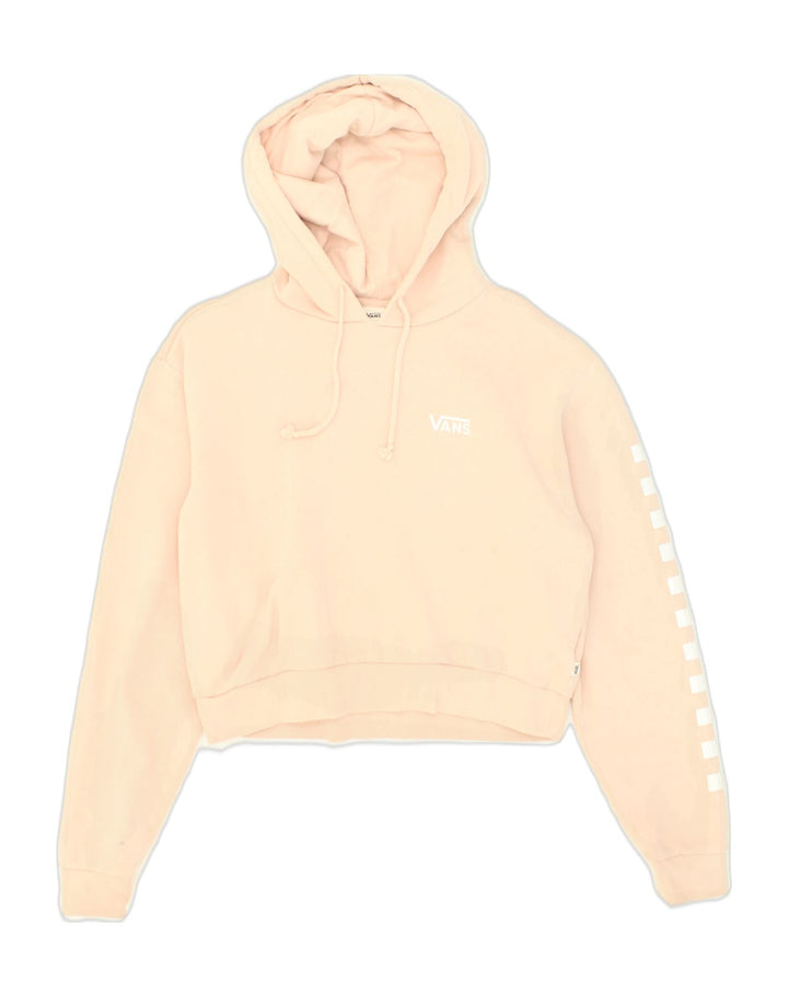 VANS Womens Crop Hoodie Jumper UK 10 Small Beige Cotton | Vintage Vans | Thrift | Second-Hand Vans | Used Clothing | Messina Hembry 