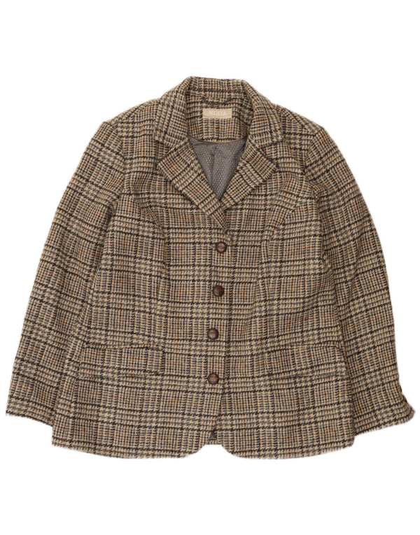 Mona Dame 4-knaps blazerjakke UK 14 Large Brown Houndstooth