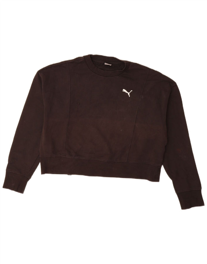 Puma Dame Oversized Sweatshirt Jumper UK 14 Medium Sort Bomuld