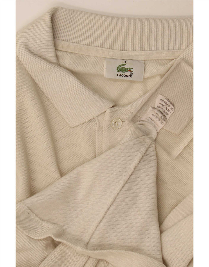 Lacoste Langærmet Polo Shirt til mænd Størrelse 4 Medium Off White Bomuld
