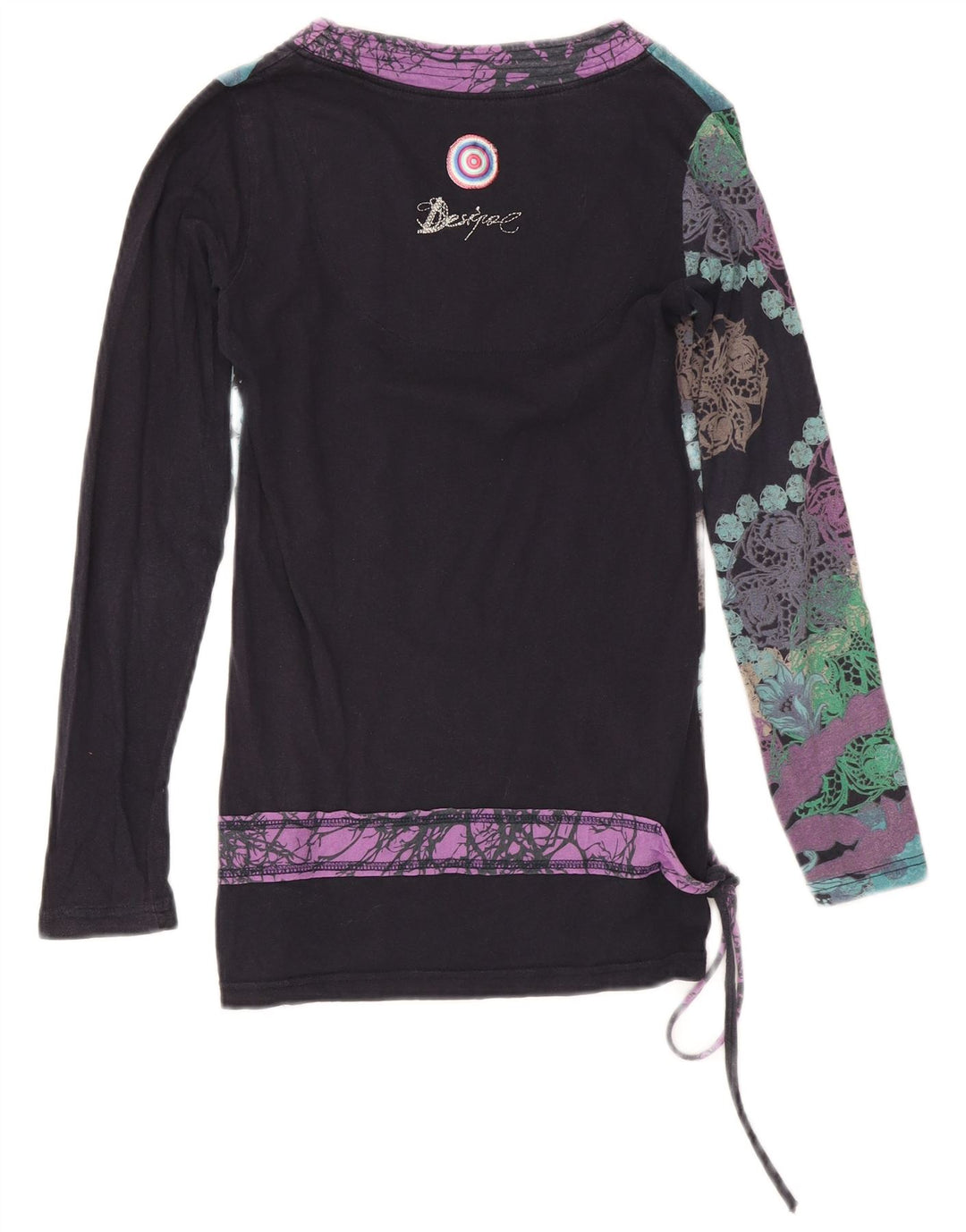 Desigual Dame Langærmet Bluse Top UK 12 Medium Multicolored Floral