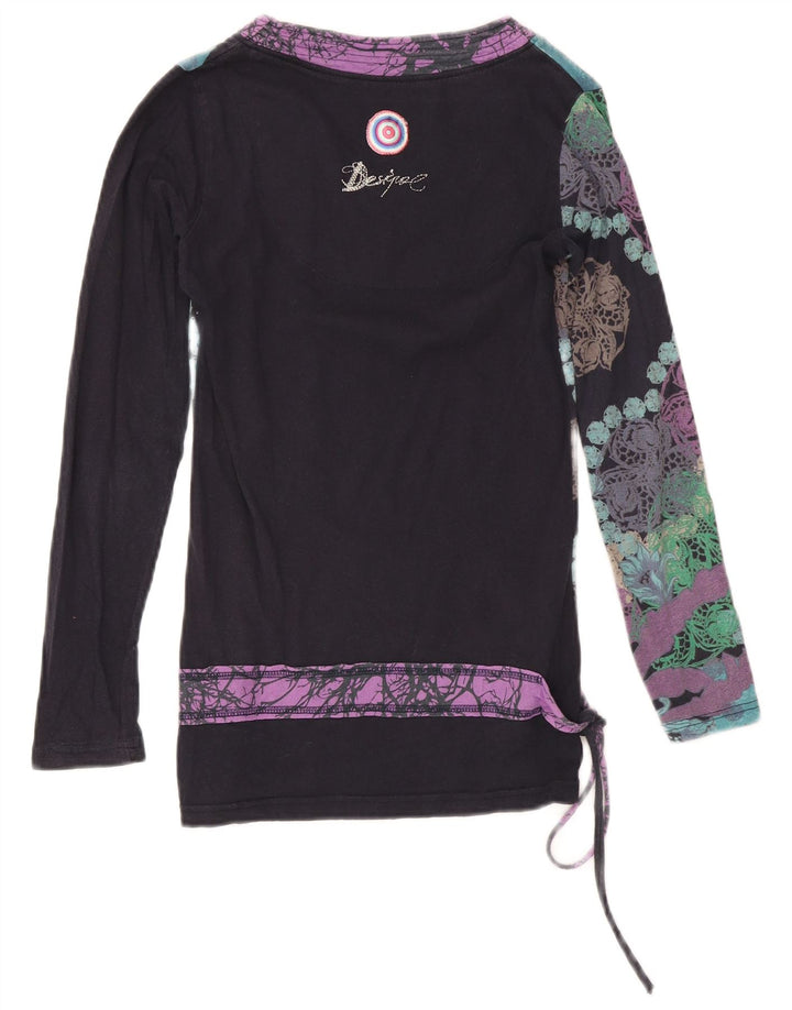 Desigual Dame Langærmet Bluse Top UK 12 Medium Multicolored Floral