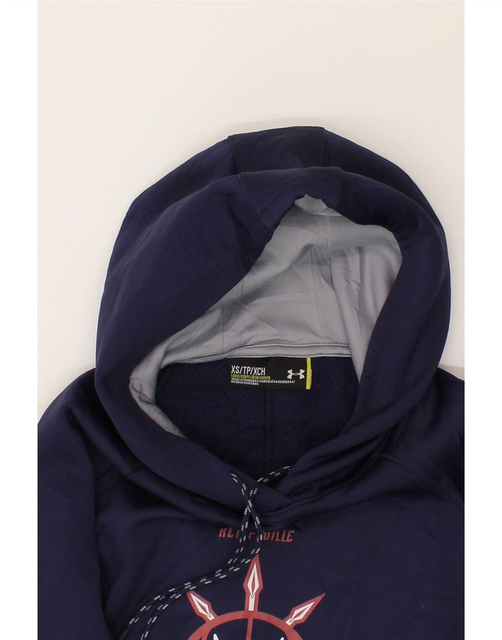 UNDER ARMOUR Mens Warriors Graphic Hoodie Jumper XS Navy Blue Polyester Vintage Under Armour and Second-Hand Under Armour from Messina Hembry 